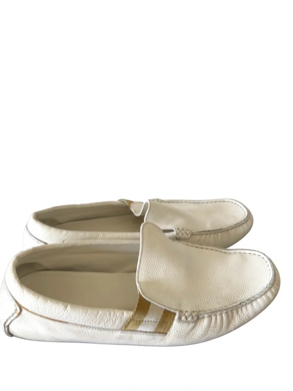Vintage Gucci Men's White Leather Slip-On Loafers Sz 8.5 Quiet Luxury Summer